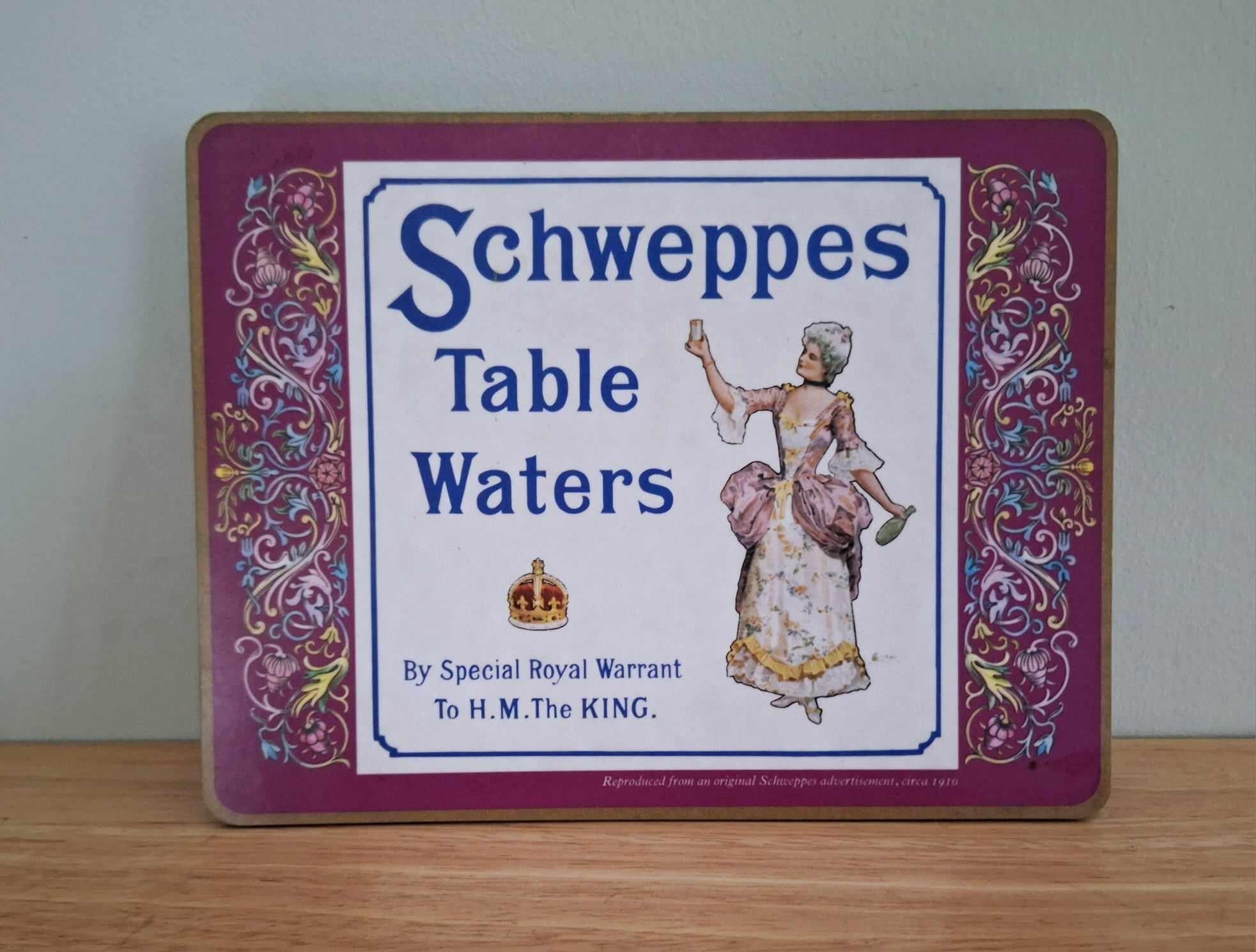 Vintage Schweppes Table Waters Placemats Set of 4  Reproduction 1910 Advertisement Barware Dining Room Décor