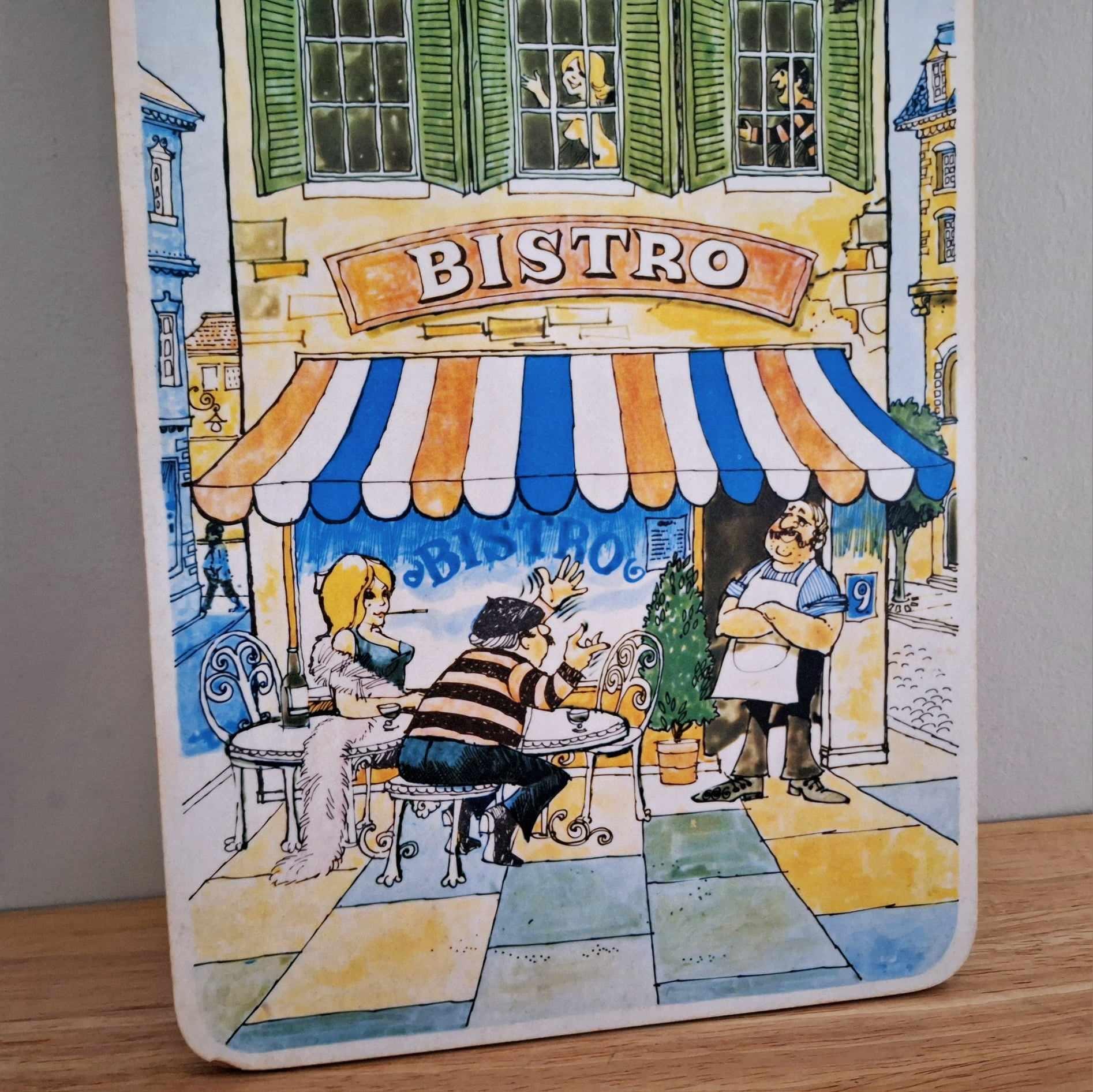 Vintage Decorative Bread Board Bistro Scene Wall Hanging Kitchen Cheese Board French Café Art Rustic Décor