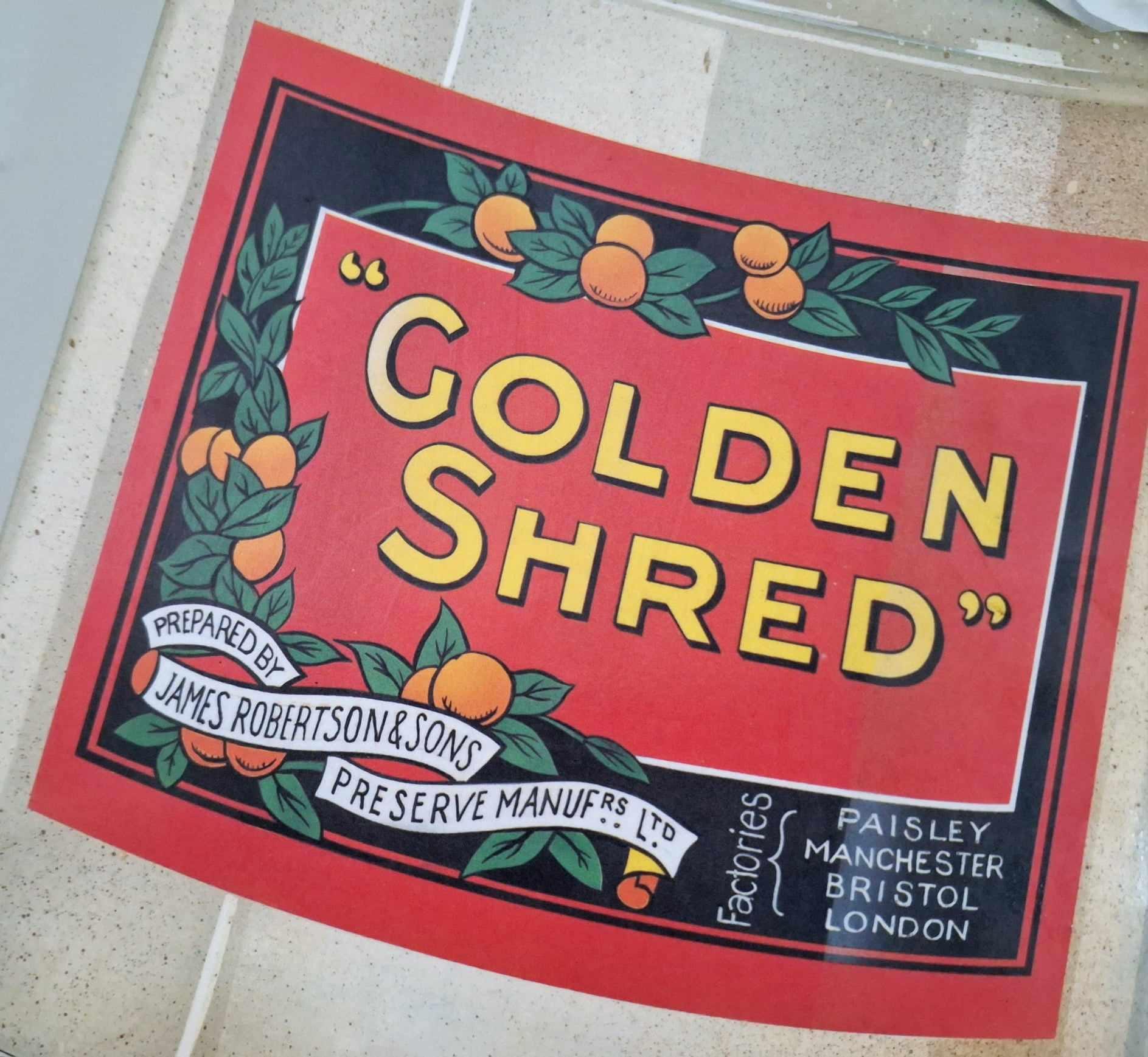 Vintage Golden Shred Marmalade Jar Wall Hanging Chopping Board  Retro Kitchen Decor