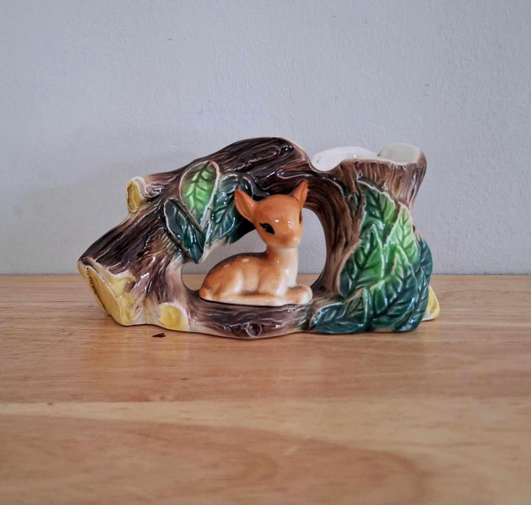 Hornsea Fauna Royal Planter | Vintage Ceramic Log Planter Deer | Select Your Own | Retro Woodland Home Decor | Cute Forest Style
