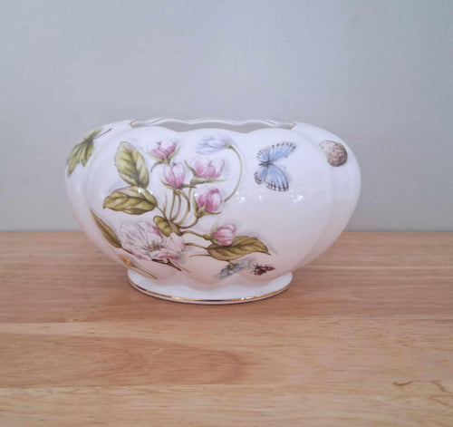 Aynsley Natures Delights Flower Bowl | Vintage Fine Bone China | Butterfly Floral Vase | England | Gift or Home Decor