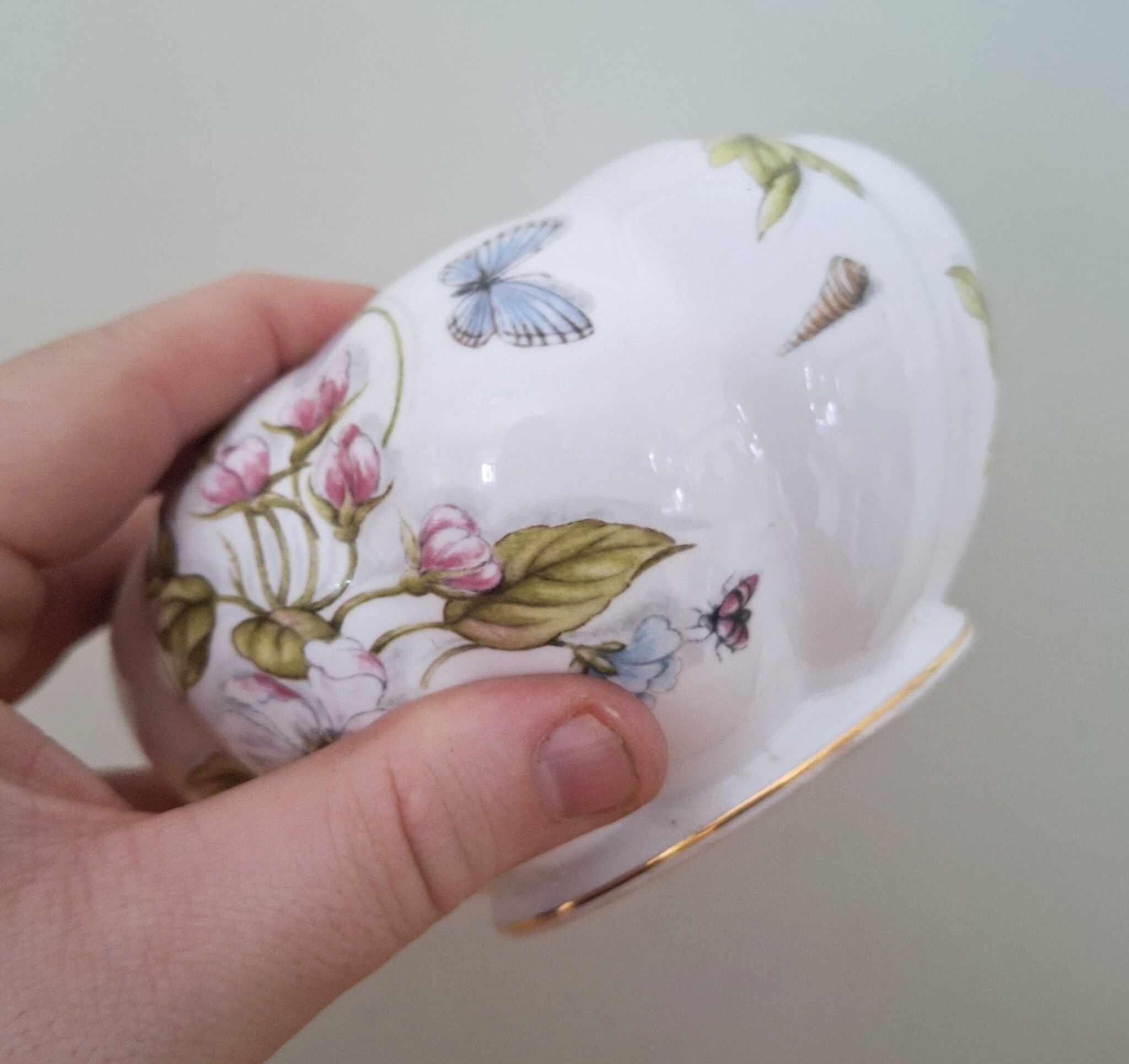 Aynsley Natures Delights Flower Bowl | Vintage Fine Bone China | Butterfly Floral Vase | England | Gift or Home Decor