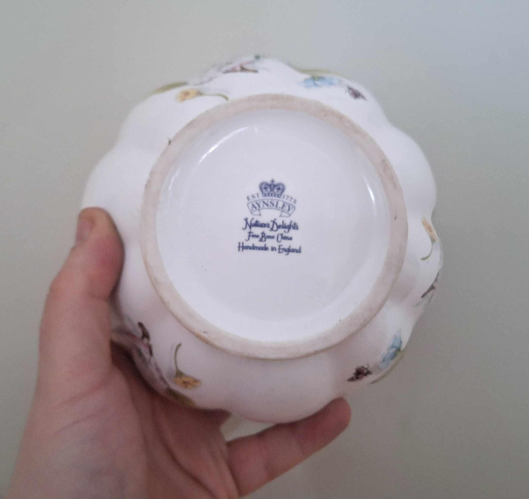 Aynsley Natures Delights Flower Bowl | Vintage Fine Bone China | Butterfly Floral Vase | England | Gift or Home Decor