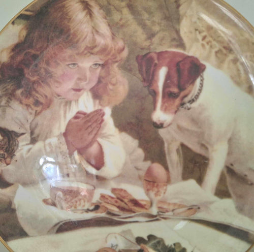 Coalport Pears Plaques Plate 'Suspense' by Burton Barber 1895 Girl Dog Cat Scene | Vintage Fine Bone China Art Plate UK