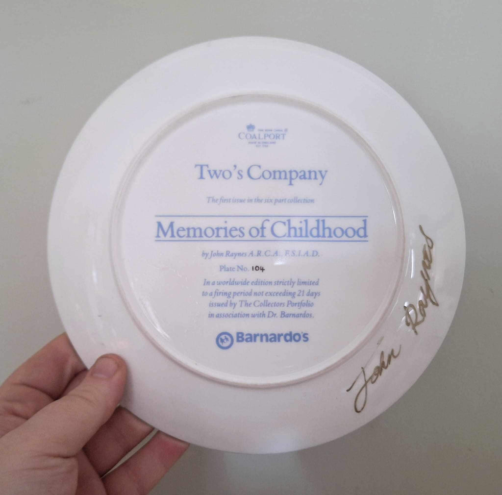 Coalport Memories of Childhood Plate  "Twos Company" by John Raynes  Barnardos Collectors Edition