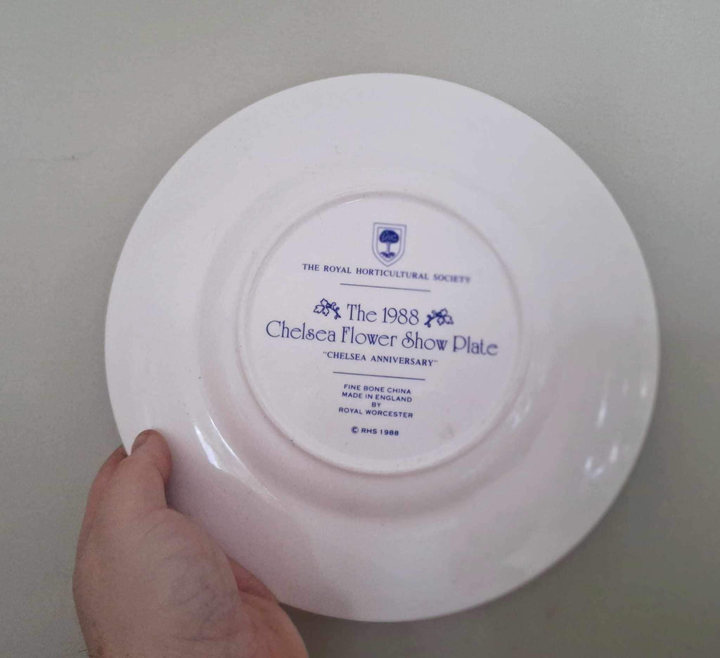 Royal Worcester Chelsea Flower Show Plate 1988 RHS “Chelsea Anniversary Fine Bone China Floral Collector Plate UK Made