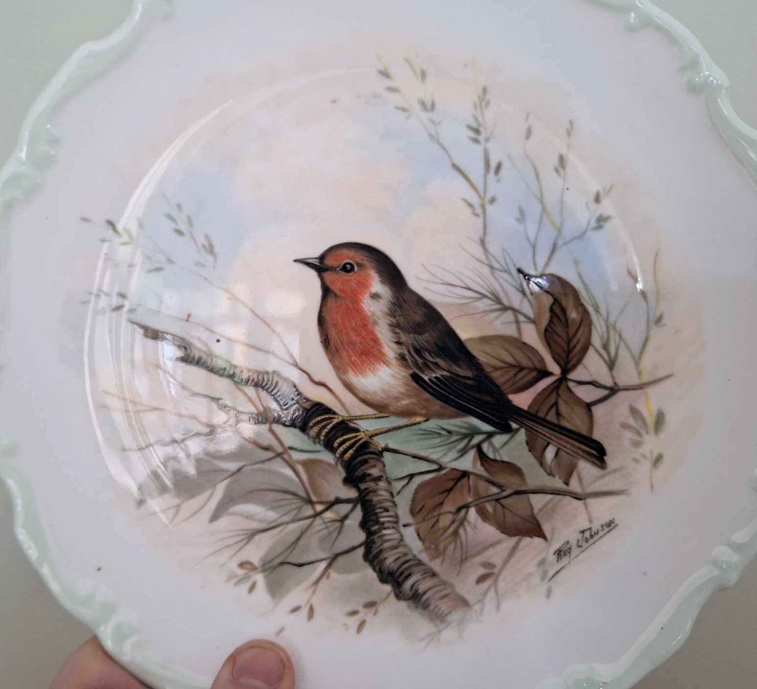 Royal Albert Woodland Birds Collection Plate - Robin (Erithacus rubecula), 1982 Reginald Johnson Art, Fine Bone China