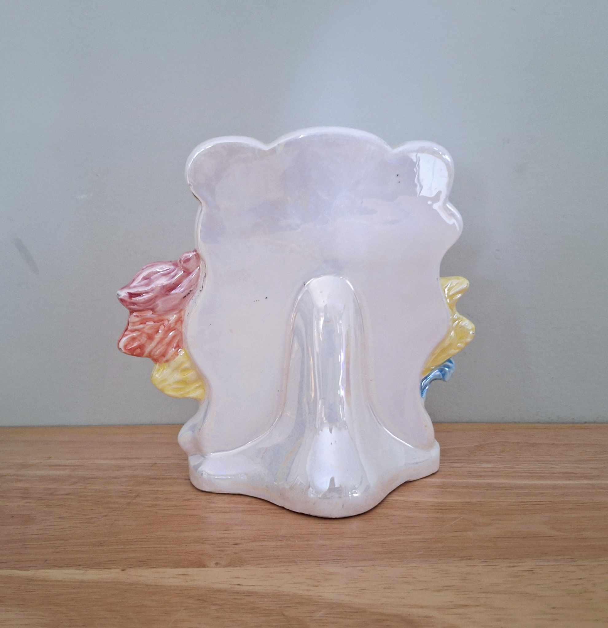 Vintage Iridescent Ceramic Unicorn Mirror  Hand-Painted Pastel Rainbow  Kitsch Decor  1980s/90s Style Fantasy Gift