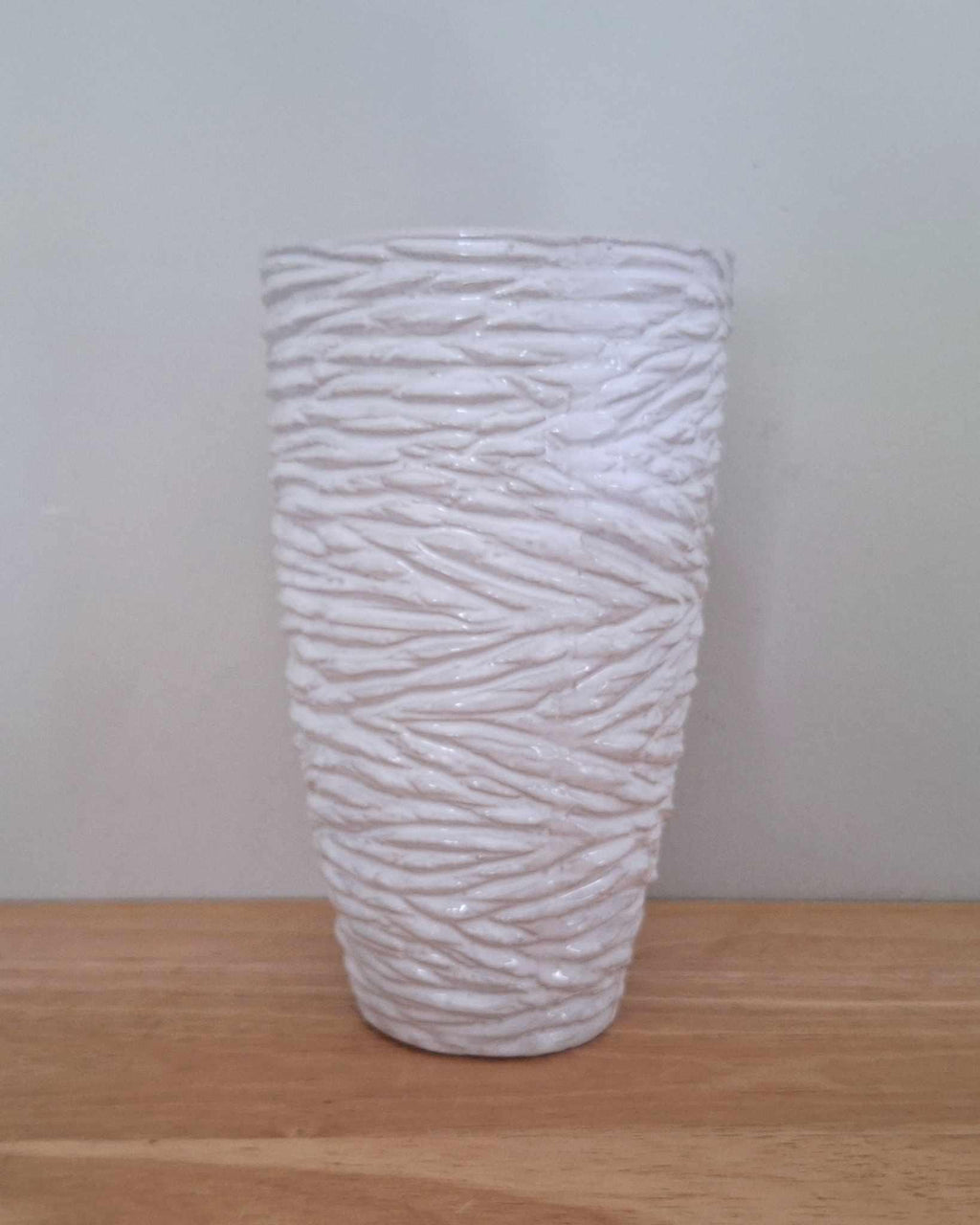 Textured White Ceramic Vase  Sculptural Glossy Finish  Modern Minimalist or Coastal Home Décor  10.5 Tall