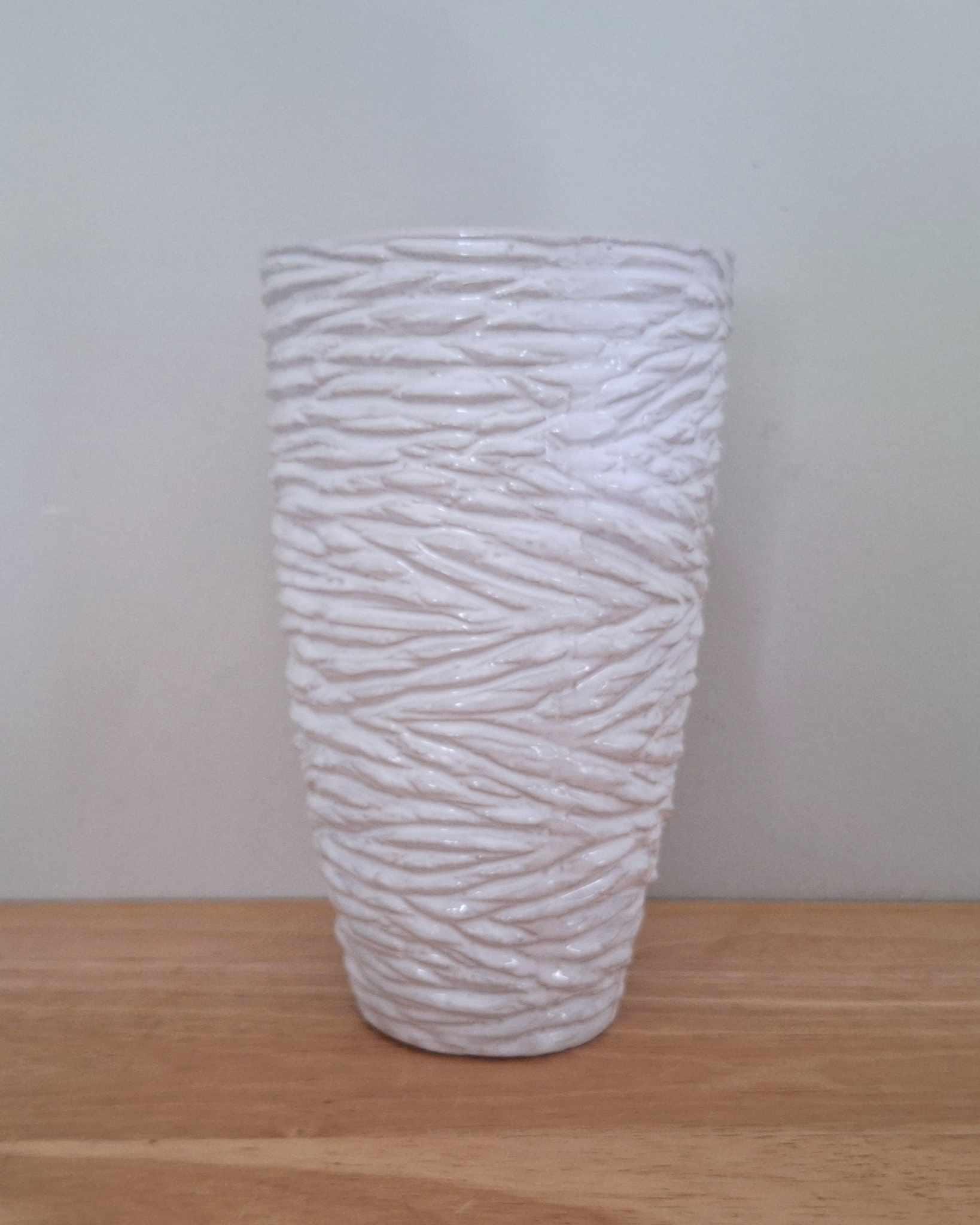 Textured White Ceramic Vase  Sculptural Glossy Finish  Modern Minimalist or Coastal Home Décor  10.5 Tall