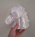 Iridescent Ceramic Horse Head Money Box  Glossy White Piggy Bank, Equestrian Decor, Horse Lover Gift, Unique Coin Bank