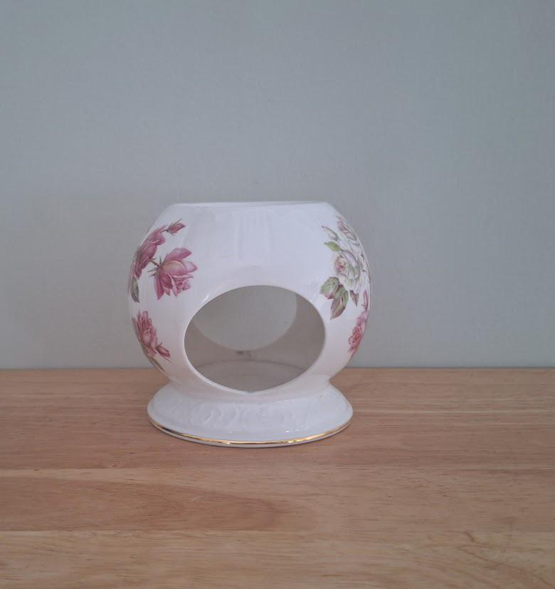 Vintage Aynsley Fine Bone China Floral Tealight Holder | Rose Pattern Wax Melt Burner | Bathroom Decor or Gift Idea