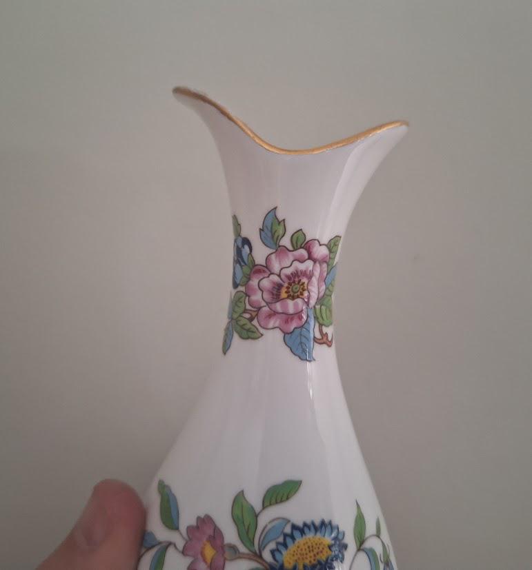 Aynsley Pembroke Tall Bud Vase  Fine Bone China Floral Bird Design  Vintage English Porcelain Home Decor