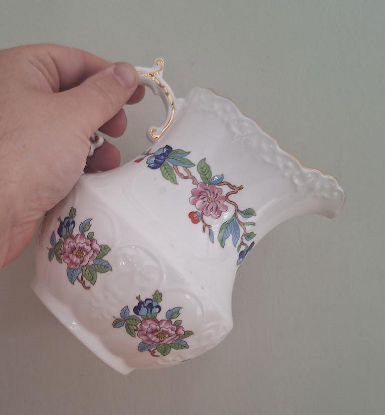 Aynsley Pembroke Bone China Jug with Bird & Floral Design  Vintage English Porcelain Vase Jug  Decorative Bathroom Decor