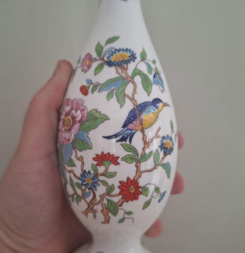 Aynsley Pembroke Tall Bud Vase  Fine Bone China Floral Bird Design  Vintage English Porcelain Home Decor
