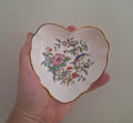 Aynsley Pembroke Heart-Shaped Dish  Fine Bone China Trinket Bowl, Bird & Floral, Gold Rim, Made in England  Jewellery, Soap or Ring Dish