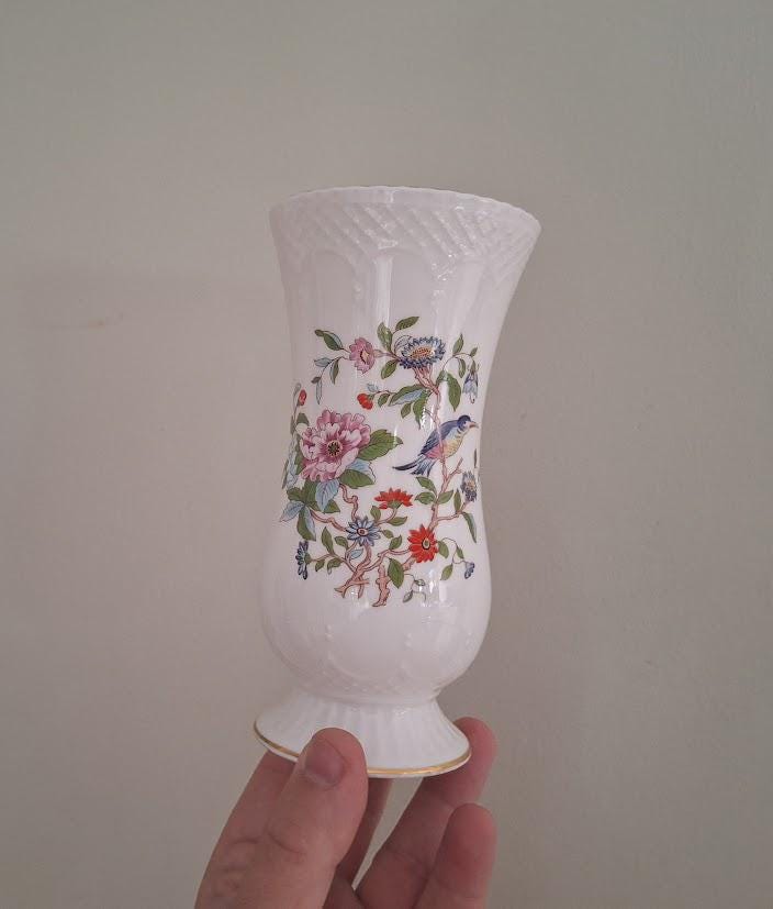Aynsley Pembroke Sovereign Vase  6" Vintage Fine Bone China with Bird and Floral Design