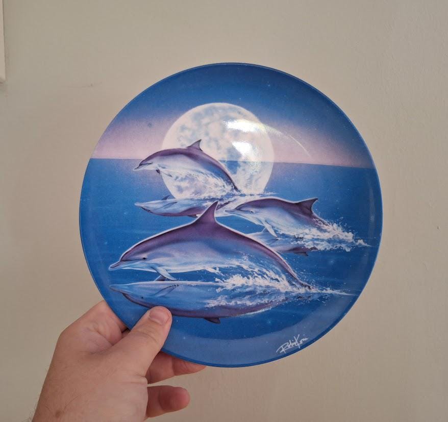 Reflections Coalport Danbury Mint Magical Dolphin Plate by Robin Koni  Collectors Wall Art Ocean Scene