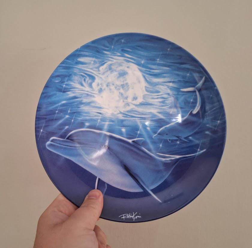 Moonlight Majesty Dolphin Plate by Robin Koni  Danbury Mint Coalport  Magical Dolphin Plate Collection  Wall Art Decor  Collector Plate