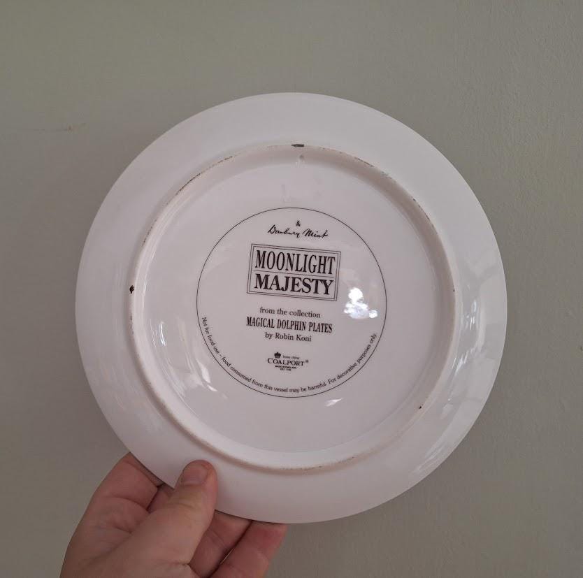 Moonlight Majesty Dolphin Plate by Robin Koni  Danbury Mint Coalport  Magical Dolphin Plate Collection  Wall Art Decor  Collector Plate