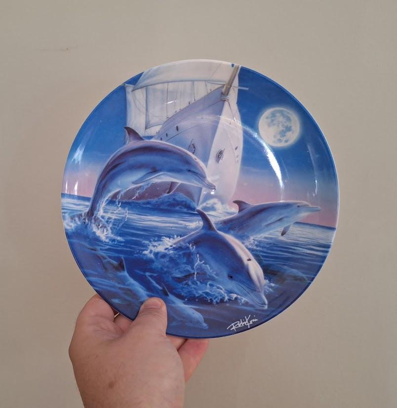 Moonlight Escort Danbury Mint Dolphin Plate by Robin Koni  Coalport Magical Dolphin Collection  Collectible Ocean Art Decor