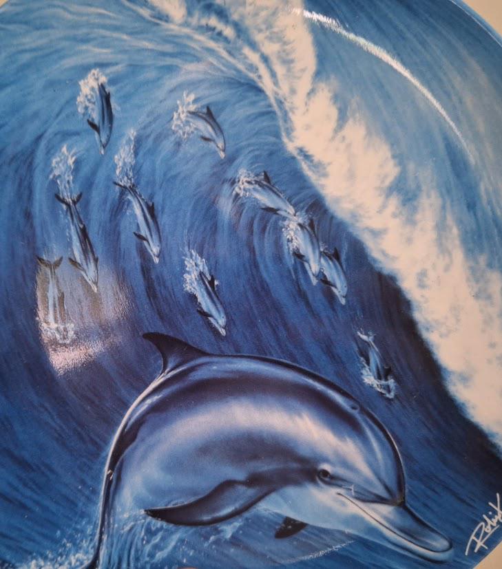 Surf School Dolphin Plate by Robin Koni  Danbury Mint Coalport  Magical Dolphin Plate Collection  Wall Art Decor  Collector Plate