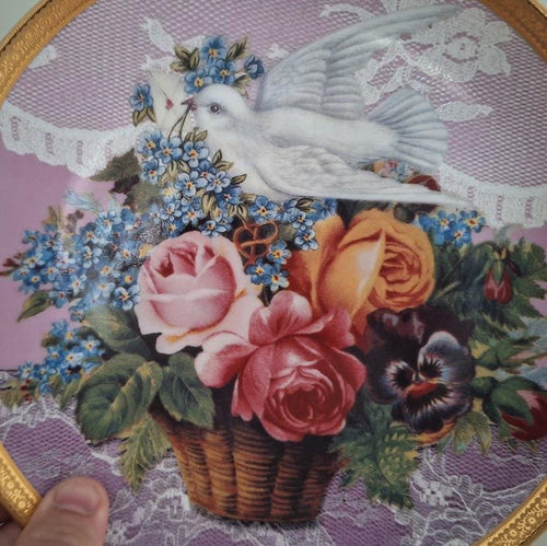 Gloria Vanderbilt "Courtship in Bloom" Decorative Plate  Limited Edition 1993 Collectible Floral Dove Wall Art