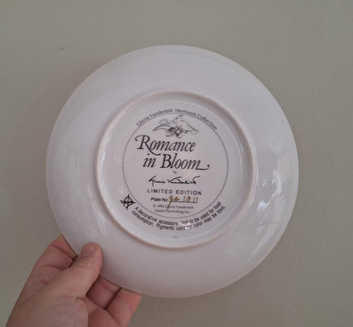 Gloria Vanderbilt "Courtship in Bloom" Decorative Plate  Limited Edition 1993 Collectible Floral Dove Wall Art