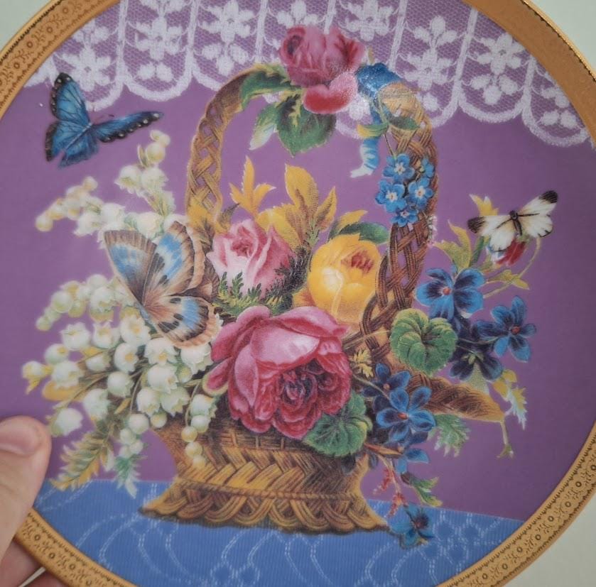 Gloria Vanderbilt "Courtship in Bloom" Decorative Plate  Limited Edition 1993 Collectible Floral Dove Wall Art