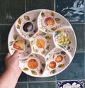 Hand-Painted Italian Ceramic Divided Serving Dish  Fruit Motif  Vintage Majolica Style