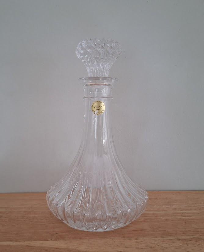 Vintage French Lead Crystal Decanter with Stopper | 24% Lead Crystal | Elegant Barware Gift | Collectible Crystal Bottle