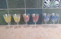 Vintage Retro Wine Glasses/ Sherry Glass Liquor Vintage Crystal Cut Coloured Wine Glasses  Set of 6  DZG Labelled