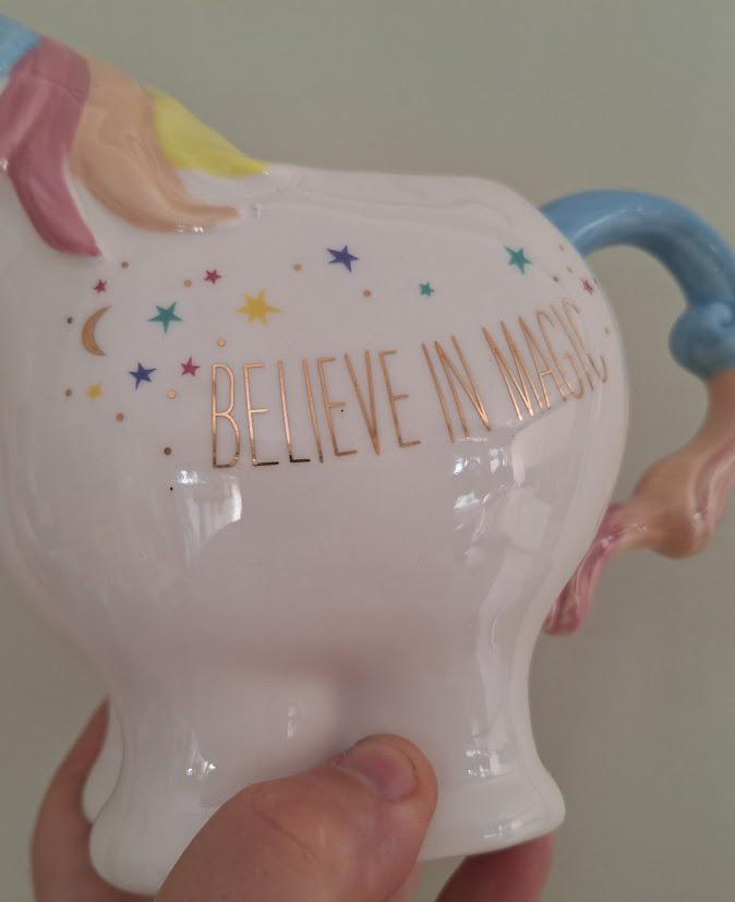 Ceramic Unicorn Teapot  “Believe in Magic  Rainbow Pastel Colours  Whimsical Kitchen Decor