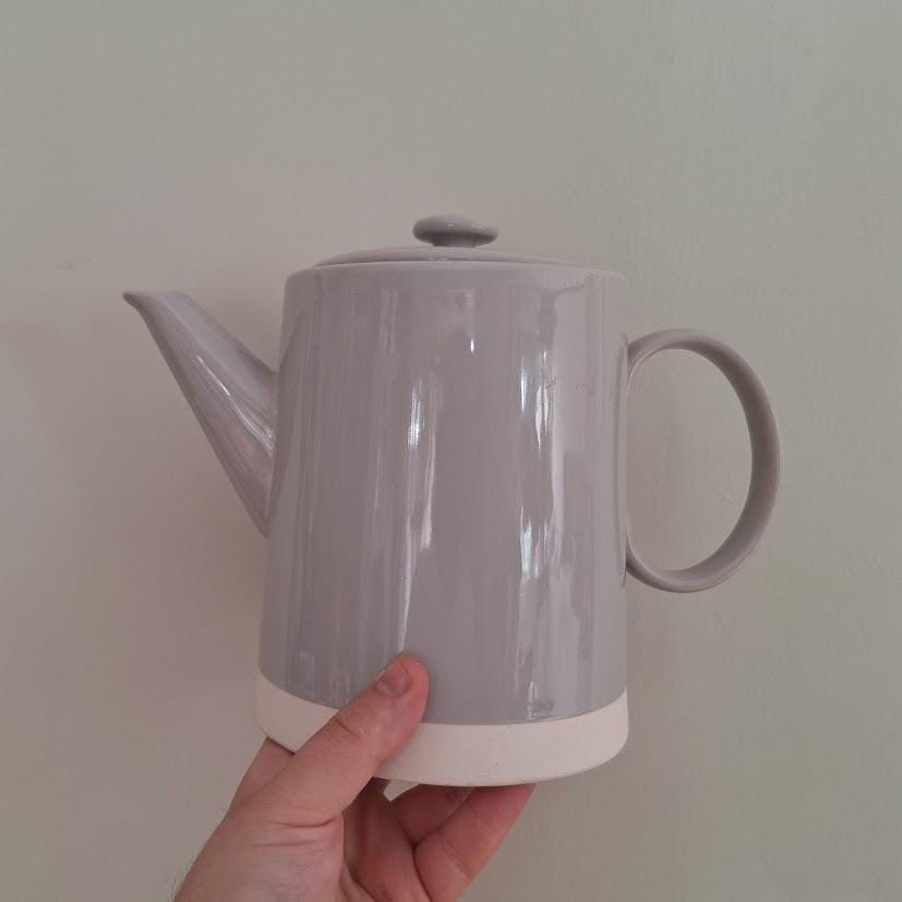 Minimalist Stoneware Coffee Pot  Modern Scandinavian Style in Soft Grey and White