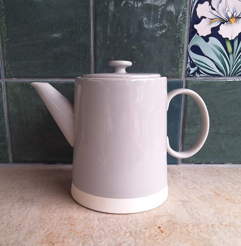 Minimalist Stoneware Coffee Pot  Modern Scandinavian Style in Soft Grey and White