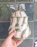 Large Blakeney Ceramic Lidded Jar with Raised Floral Design  Made in England
