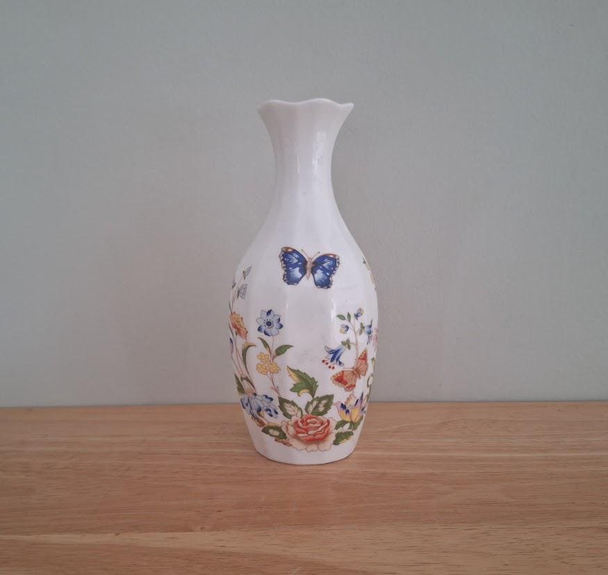 Aynsley Cottage Garden Bud Vase  Fine Bone China  English Floral & Butterfly Design  Made in England