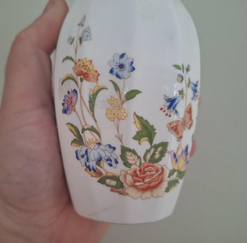 Aynsley Cottage Garden Bud Vase  Fine Bone China  English Floral & Butterfly Design  Made in England