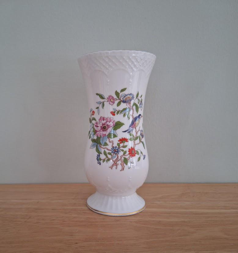 Aynsley Pembroke Sovereign Vase  6" Vintage Fine Bone China with Bird and Floral Design