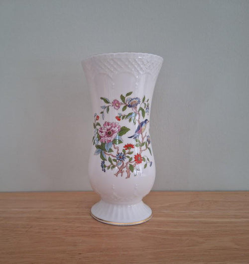 Aynsley Pembroke Sovereign Vase  6" Vintage Fine Bone China with Bird and Floral Design