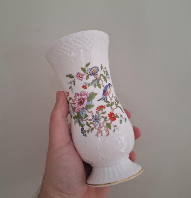 Aynsley Pembroke Sovereign Vase  6" Vintage Fine Bone China with Bird and Floral Design