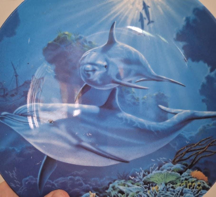 Treasures of the Deep Dolphin Plate by Robin Koni  Coalport Danbury Mint  Magical Dolphin Plates Collection