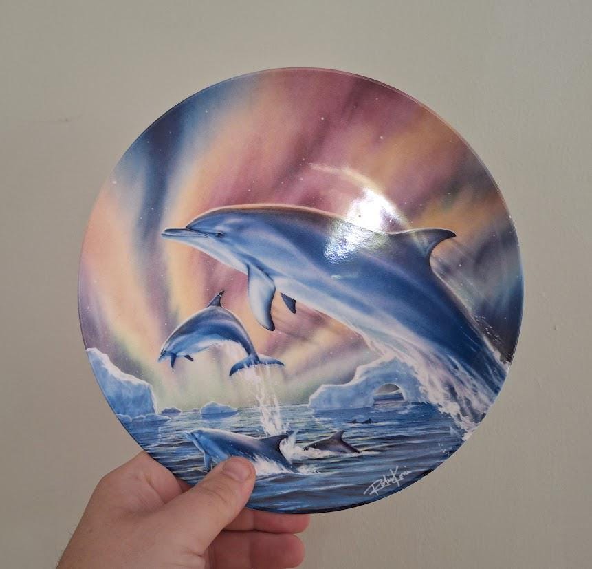 Danbury Mint 'Northern Lights' Dolphin Plate by Robin Koni  Coalport China, Magical Dolphin Collection, Ocean Decor, Collectible Wall Plate
