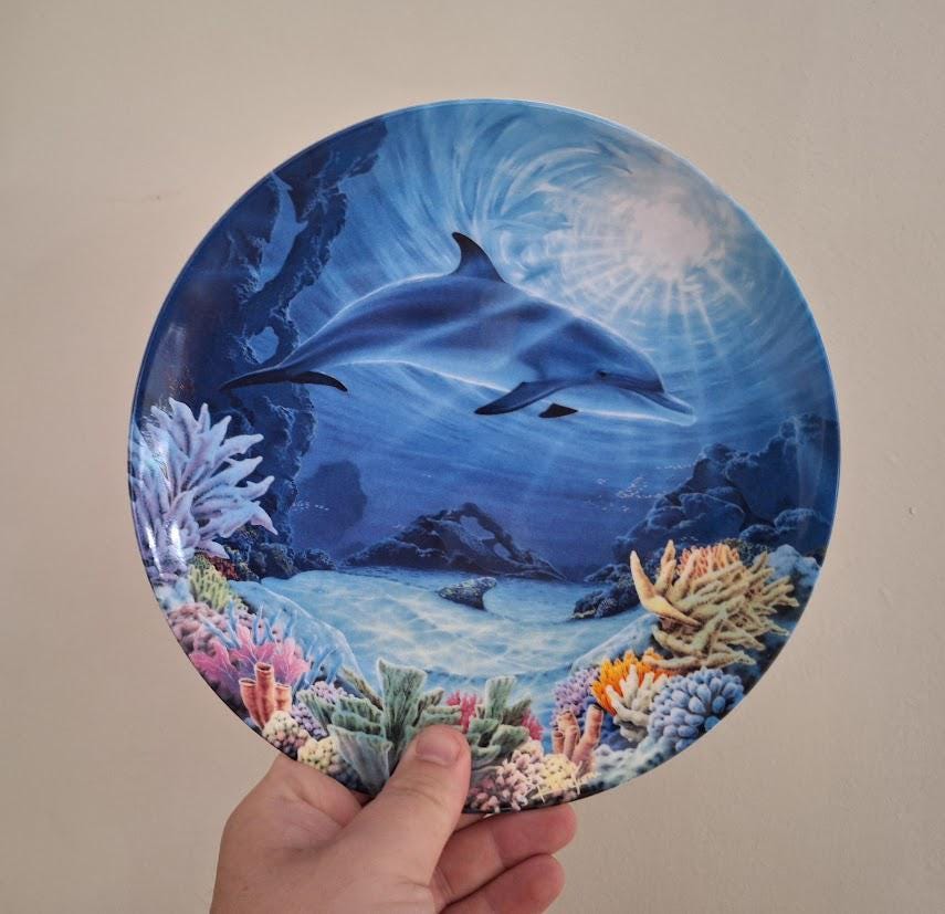 Ocean Masquerade Dolphin Plate by Robin Koni  Danbury Mint Coalport  Magical Dolphin Plate Collection  Wall Art Decor  Collector Plate