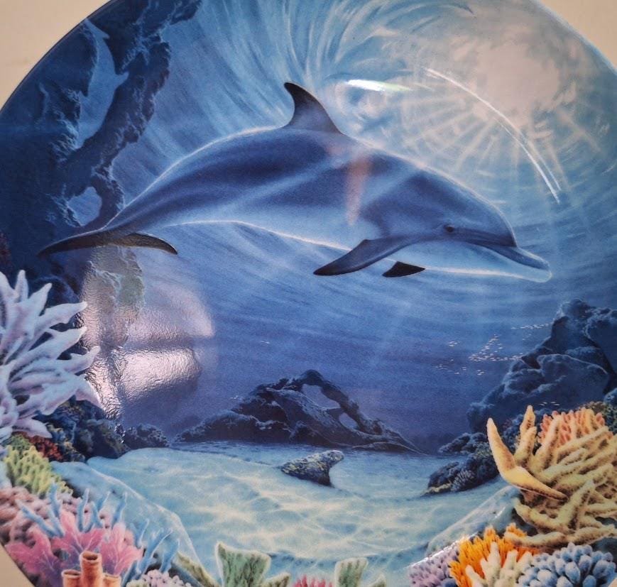 Ocean Masquerade Dolphin Plate by Robin Koni  Danbury Mint Coalport  Magical Dolphin Plate Collection  Wall Art Decor  Collector Plate