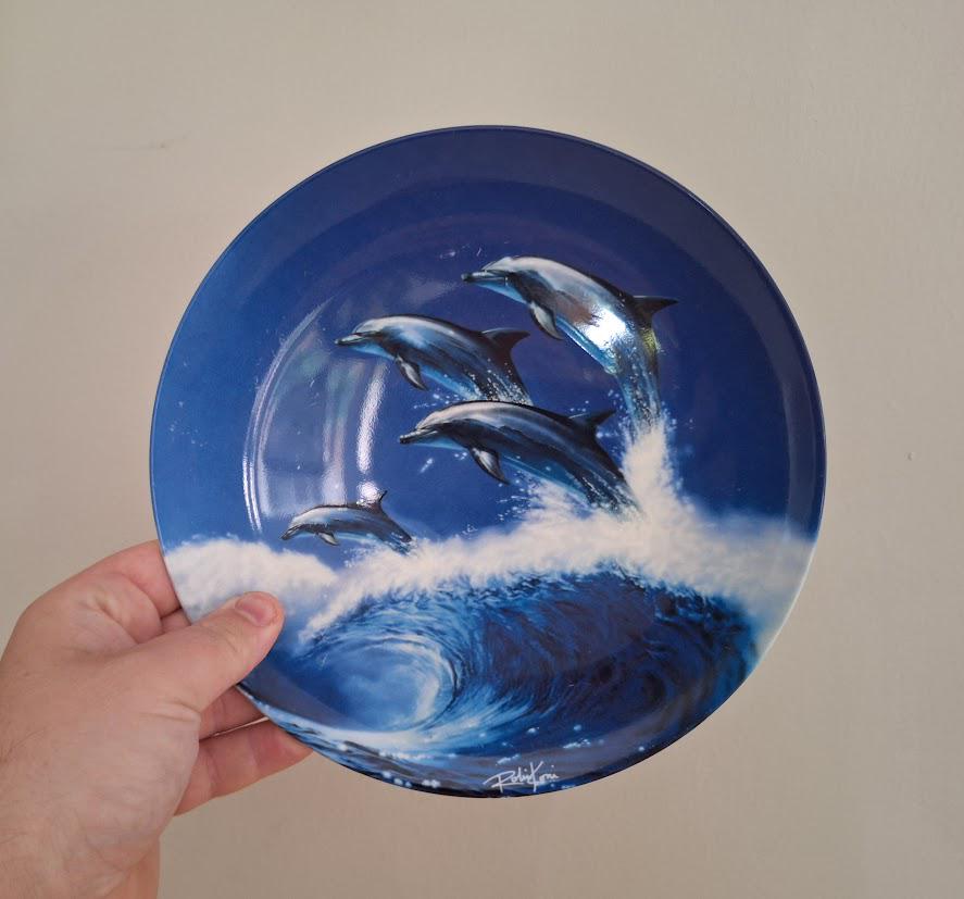 Danbury Mint 'Crashing Waves' Dolphin Plate by Robin Koni  Coalport China, Magical Dolphin Collection, Ocean Decor, Collectible Wall Plate