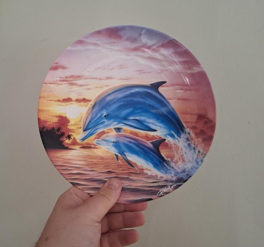 Sunset Splash Dolphin Plate by Robin Koni  Danbury Mint Coalport  Magical Dolphin Plate Collection  Wall Art Decor  Collector Plate
