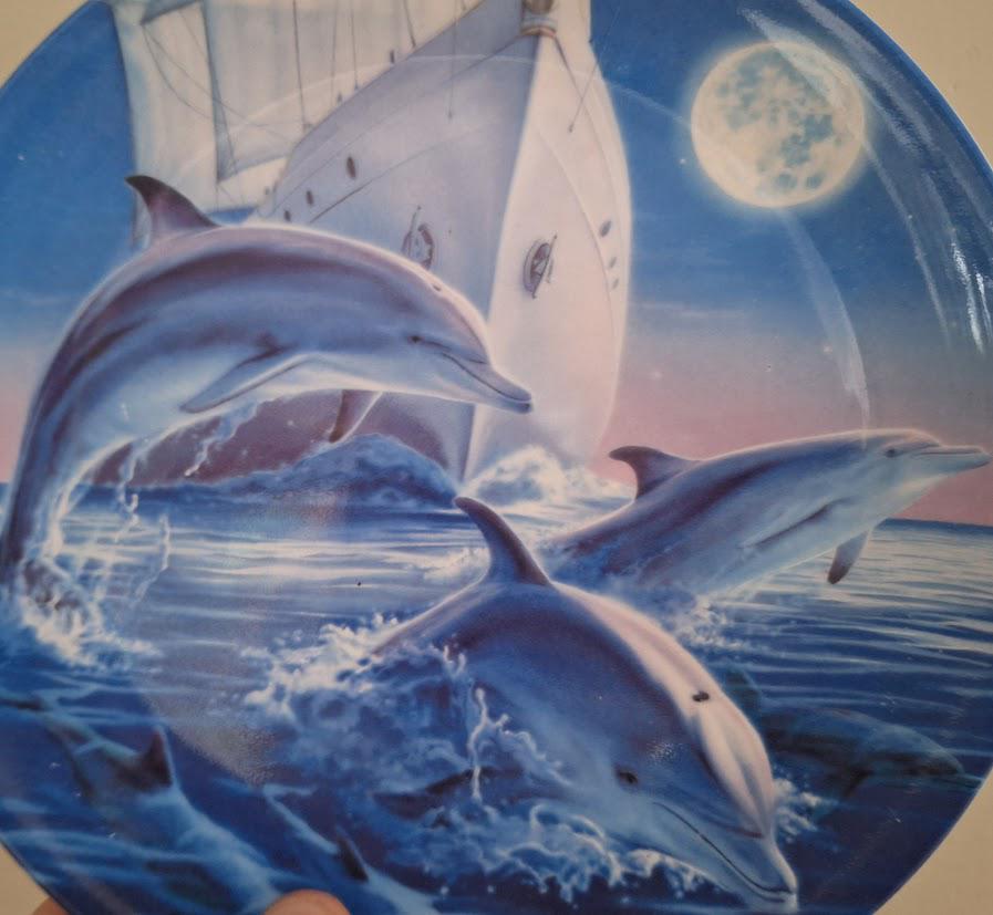Moonlight Escort Danbury Mint Dolphin Plate by Robin Koni  Coalport Magical Dolphin Collection  Collectible Ocean Art Decor