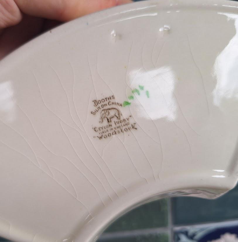 Vintage Booths Ceramic Crescent Dishes  Set of 4  ‘Woodcock Pattern  Hand Painted Floral Design