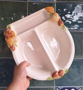 Vintage Ceramic Nut Motif Divided Serving Dish  Italy Style Pottery